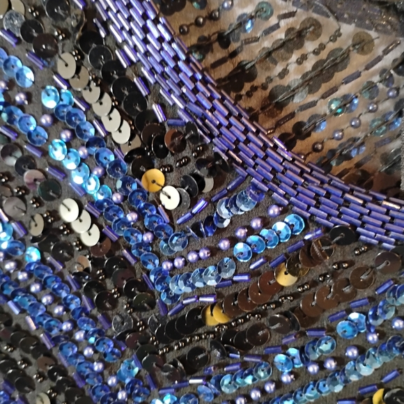 AJ Bari Silk Sequins/Beaded Vintage Tunic - Picture 2 of 7